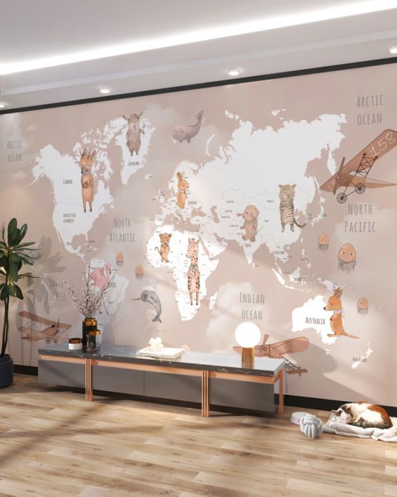 Papier peint Carte du monde pour les enfants